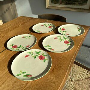 Set of 7 Vintage Japanese Hand-Painted Dinner Plates - June Rose by Maruta